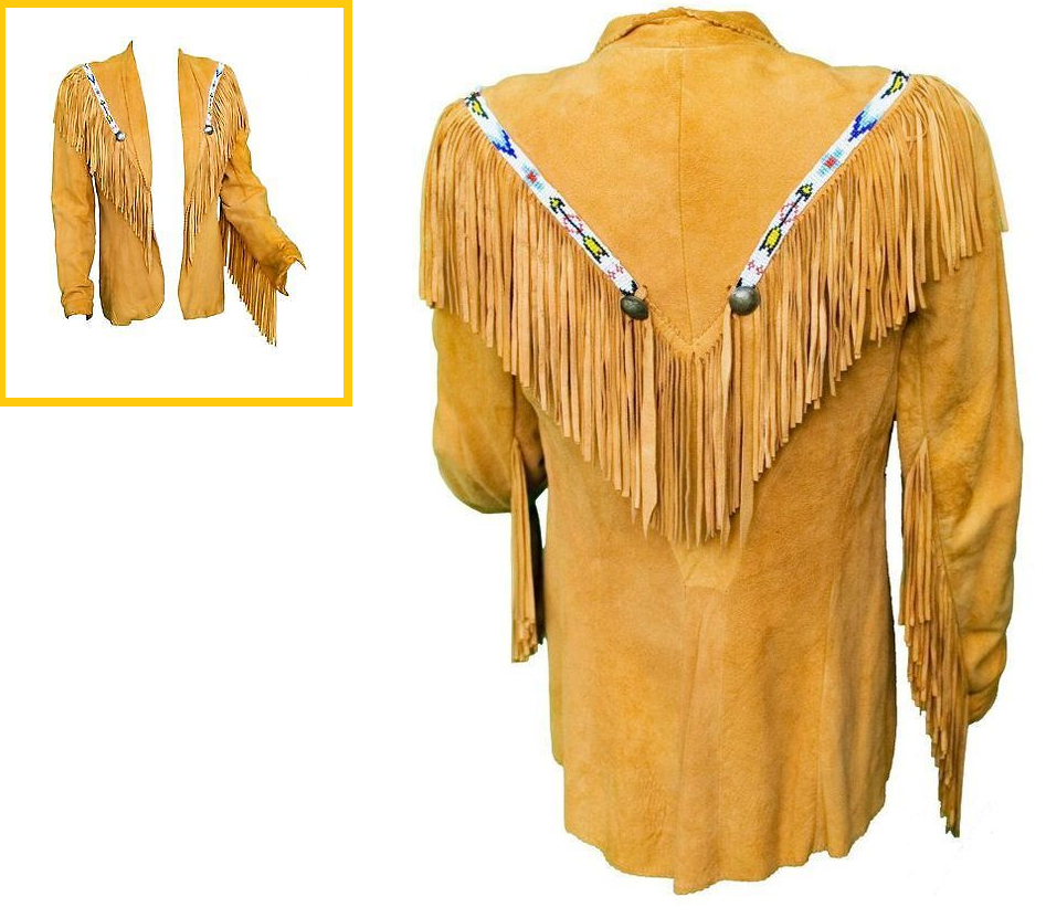 Women’s Western Tan Beaded Fringe Leather Jacket WFJ10370