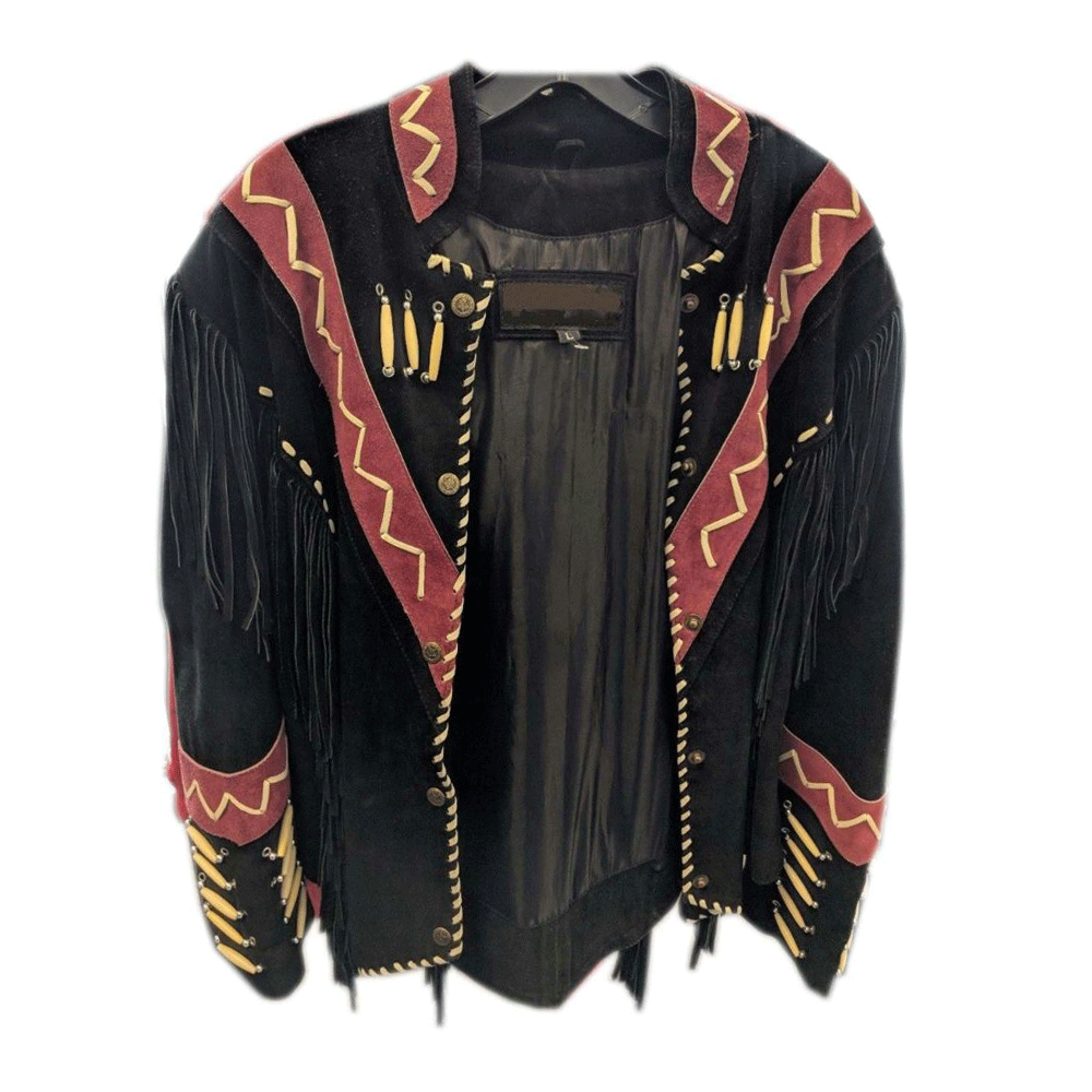 Western Black Suede Leather Fringe Jacket Cowboy Jacket LWJ3980