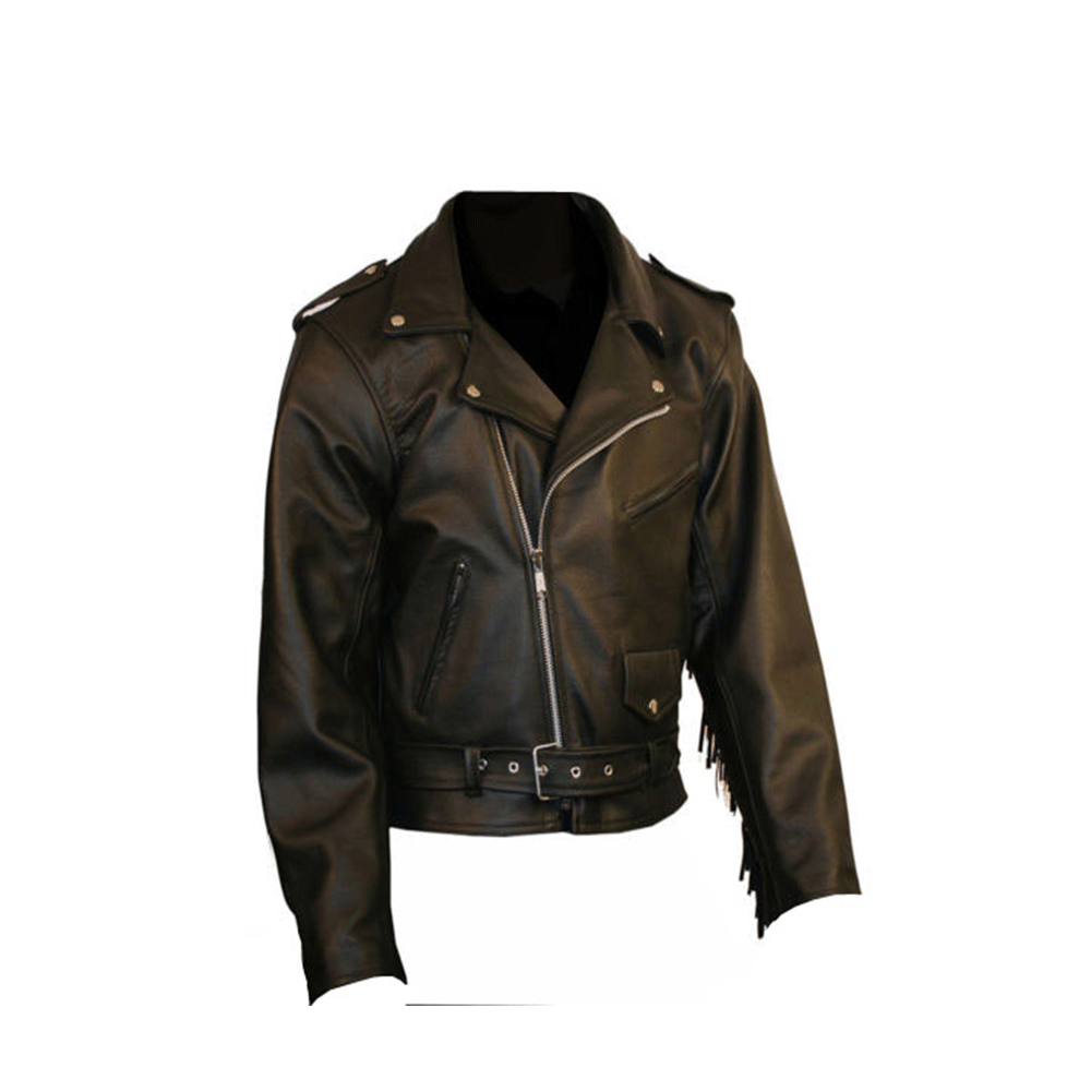 Western Black Leather Fringe Jacket Cowboy Jacket LWJ3940