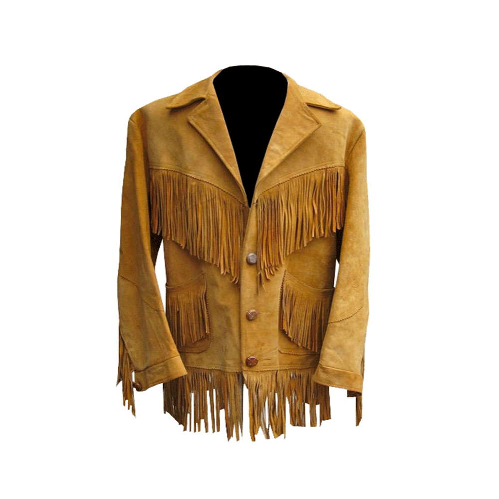 Western Brown Suede Leather Fringe Jacket Cowboy Jacket LWJ3080