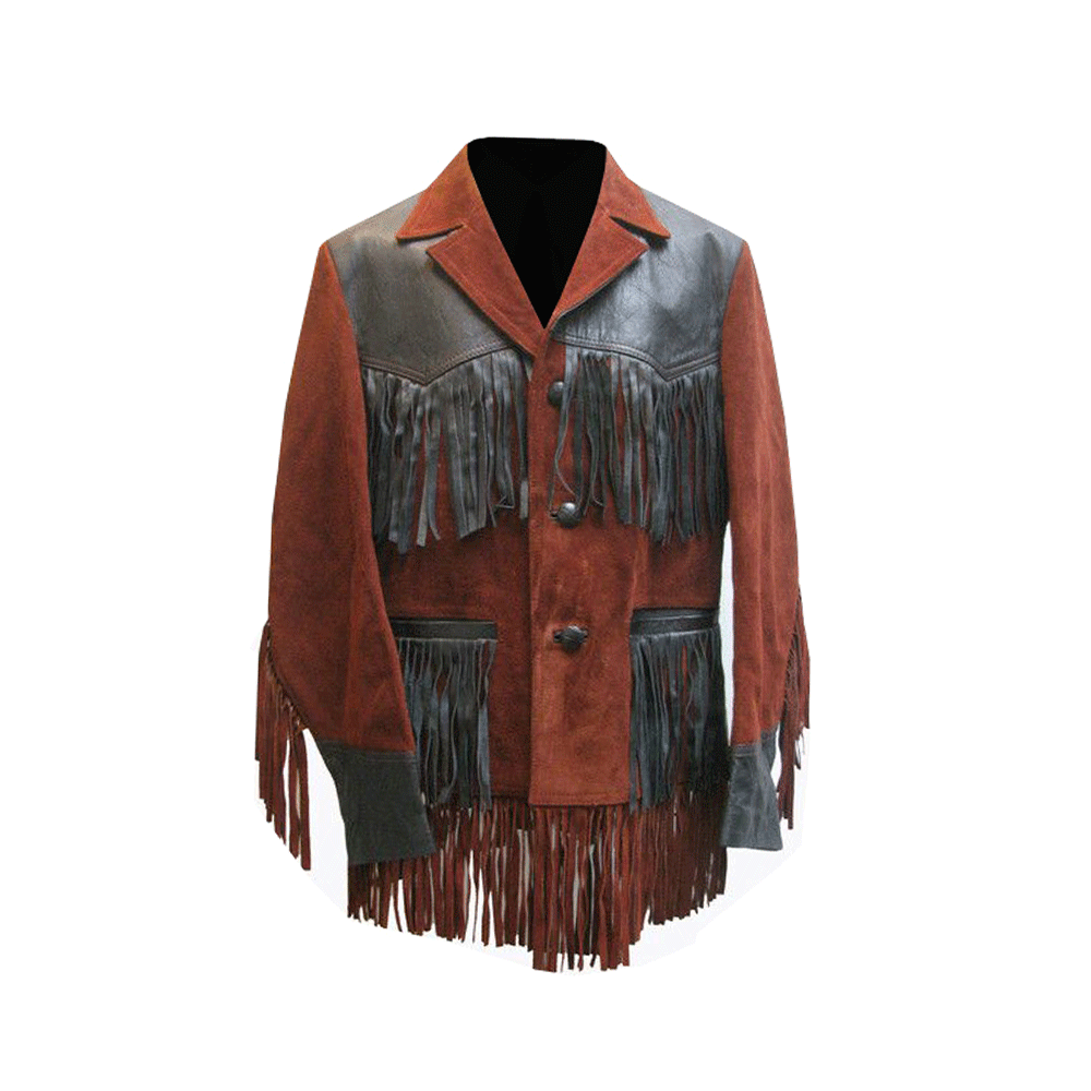 Western Brown Suede Leather Fringe Jacket Cowboy Jacket LWJ2200