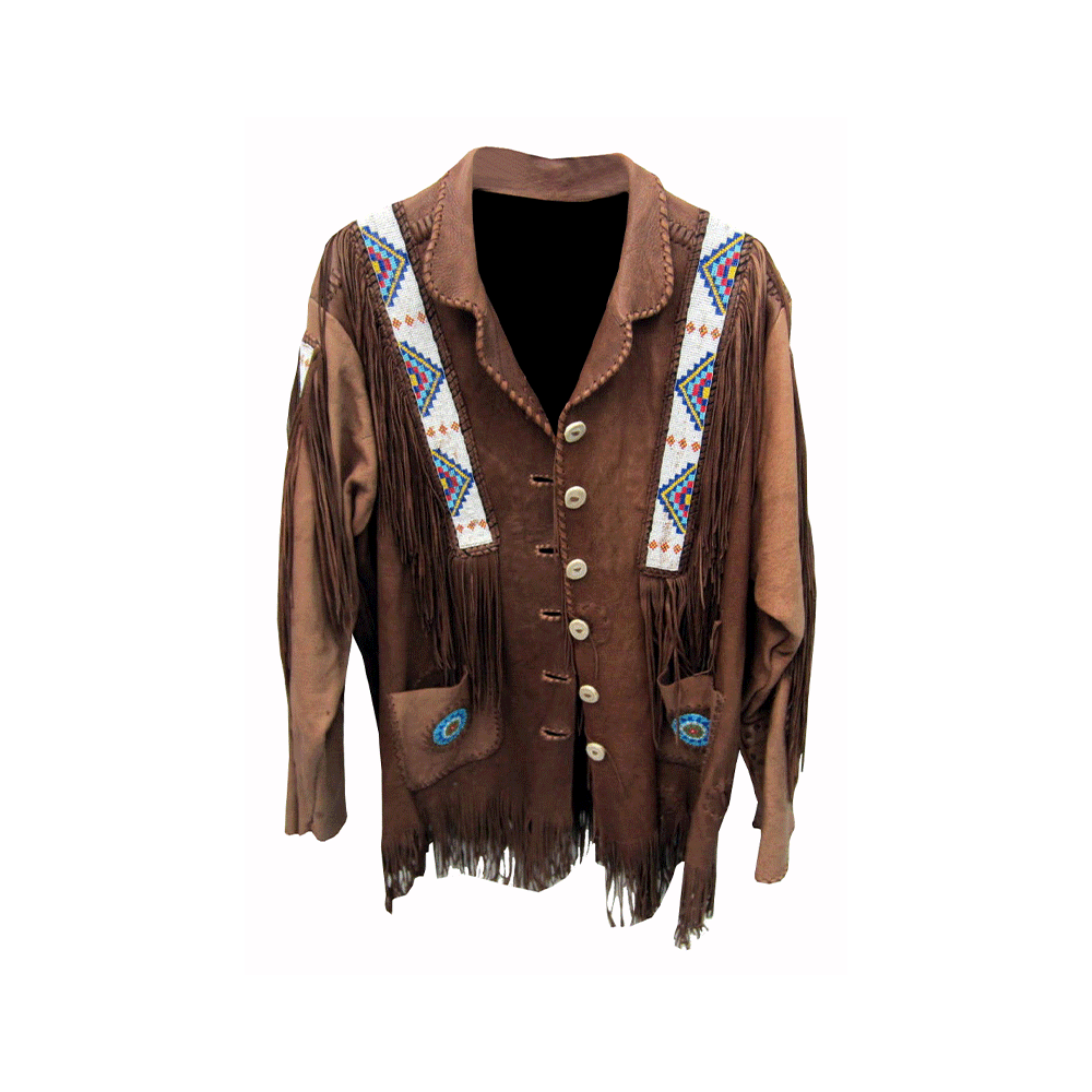 Western Brown Fringe Beaded Leather Jacket Cowboy Jacket LWJ1100