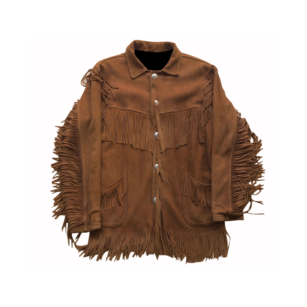 Western Brown Suede Leather Fringe Jacket Cowboy Jacket LWJ3100