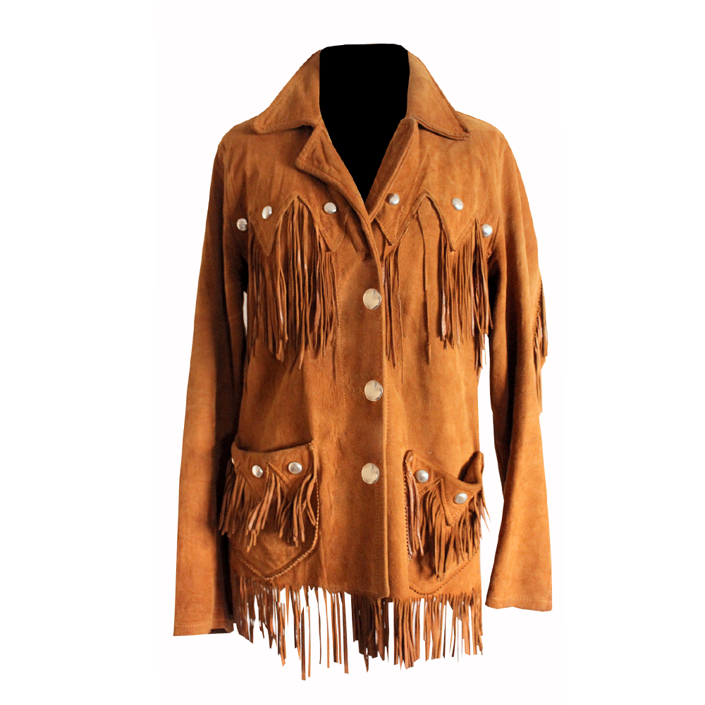 Western Brown Suede Leather Fringe Jacket Cowboy Jacket LWJ3110