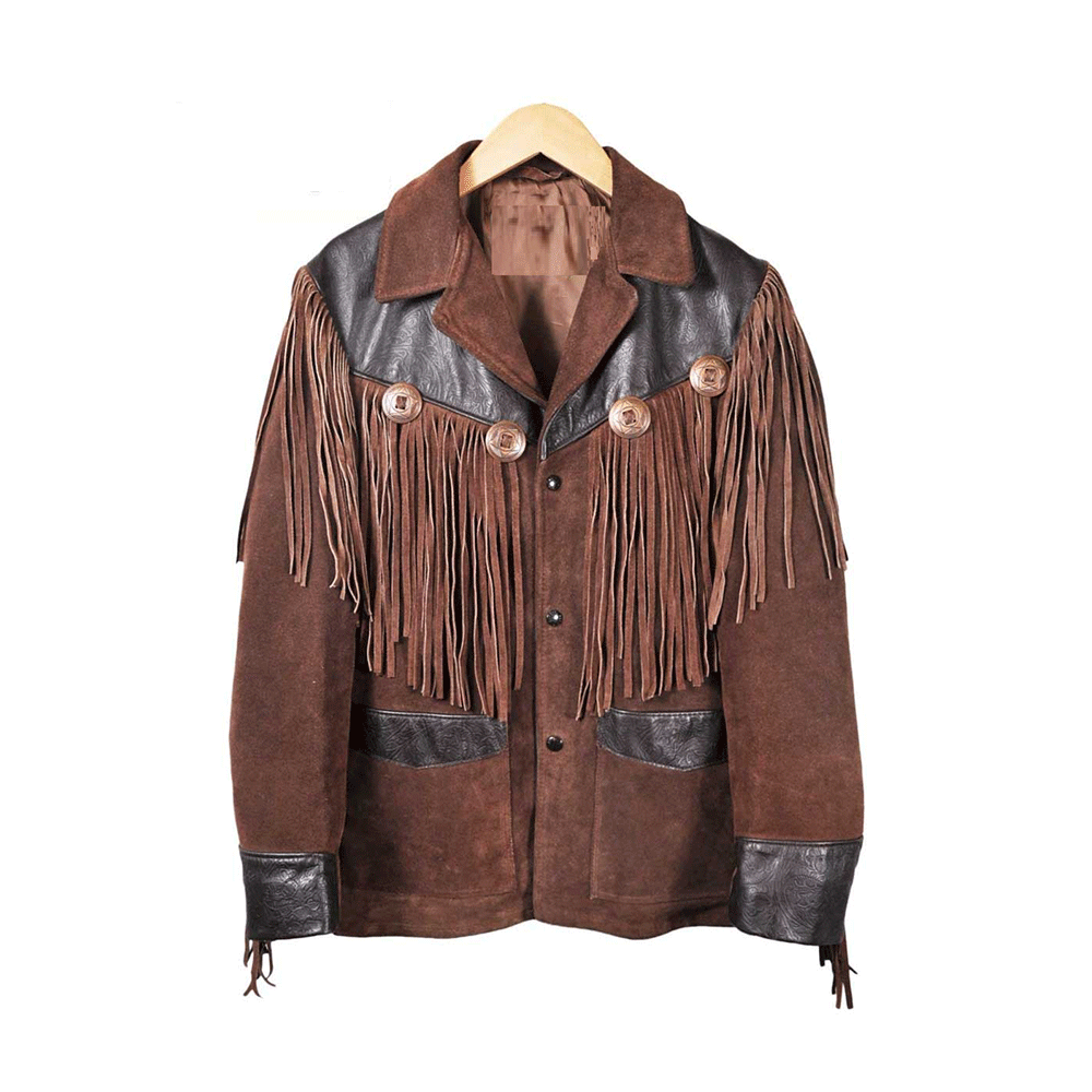 Western Brown Suede Leather Fringe Jacket Cowboy Jacket LWJ3160
