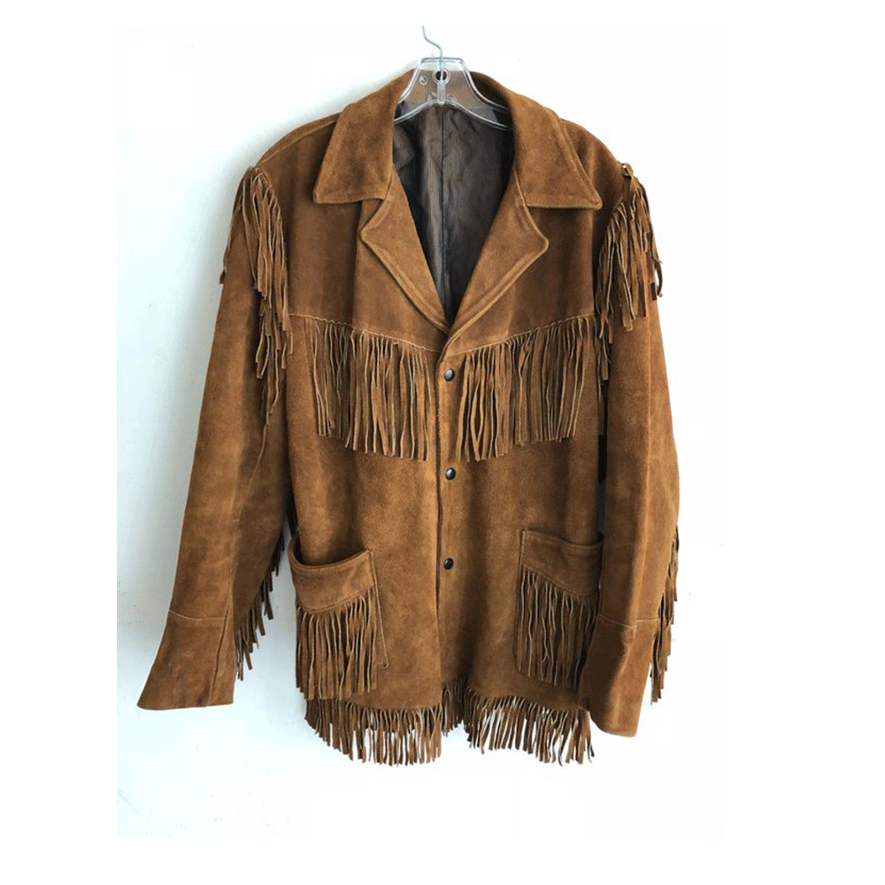 Western Brown Suede Leather Fringe Jacket Cowboy Jacket LWJ2170