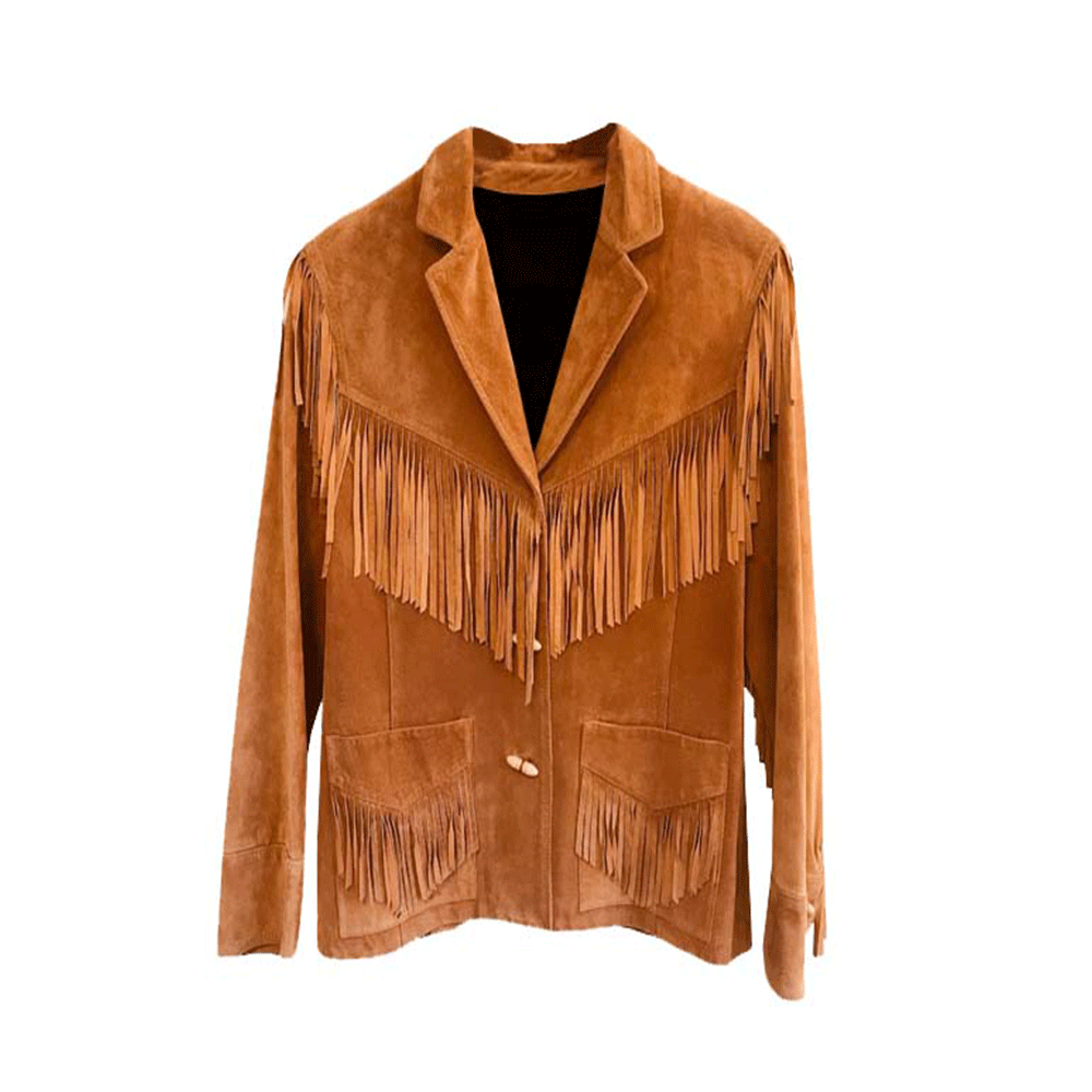 Western Brown Suede Leather Fringe Jacket Cowboy Jacket LWJ3240