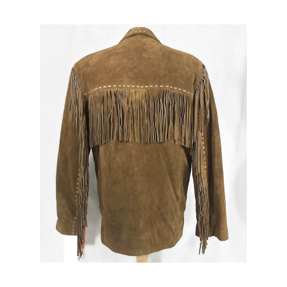 Western Brown Suede Leather Fringe Jacket Cowboy Jacket LWJ3270