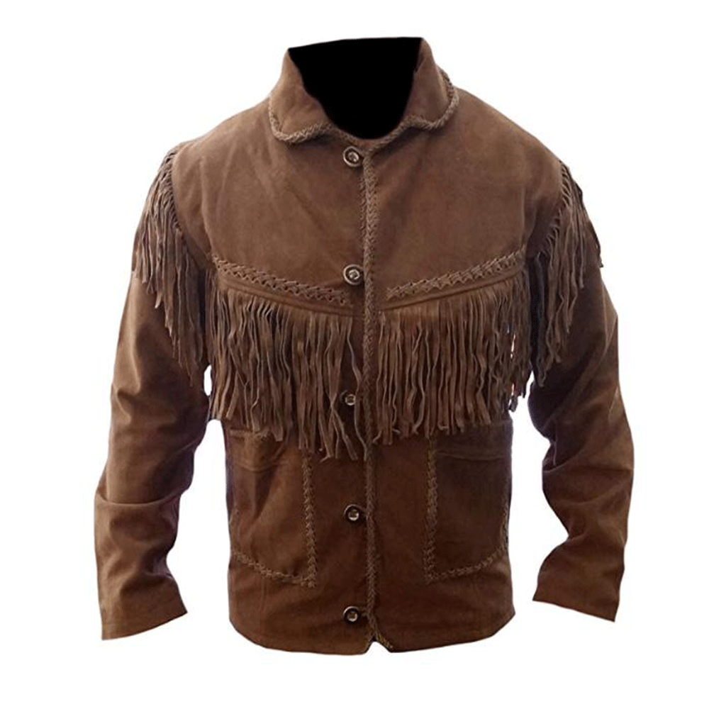Western Brown Suede Leather Fringe Jacket Cowboy Jacket LWJ3300