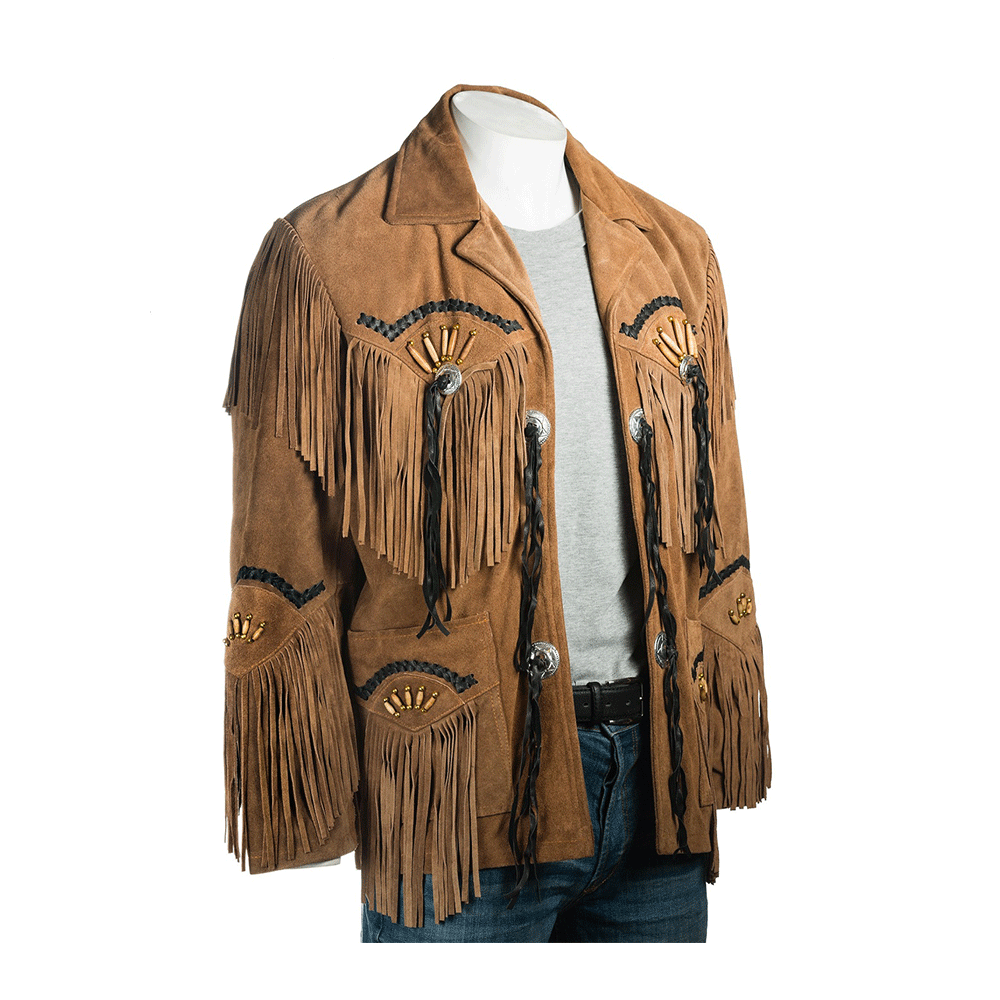 Western Brown Suede Leather Fringe Jacket Cowboy Jacket LWJ3400
