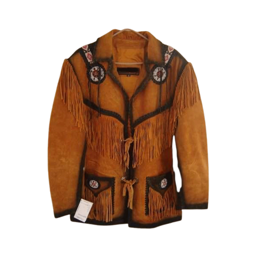 Western Brown Suede Leather Fringe Beaded Jacket Cowboy Jacket LWJ1860