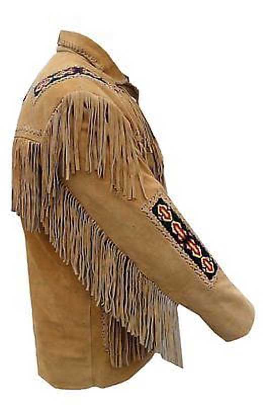 Western Brown Suede Leather Fringe Beaded Jacket Cowboy Jacket LWJ1420