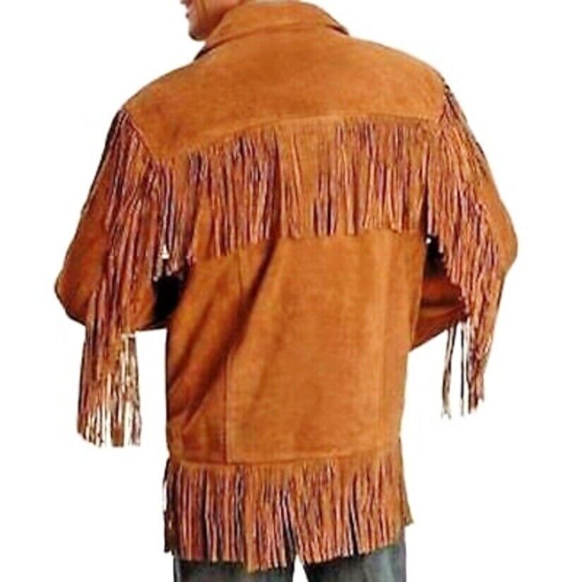 Western Brown Suede Leather Fringe Jacket Cowboy Jacket LWJ3250