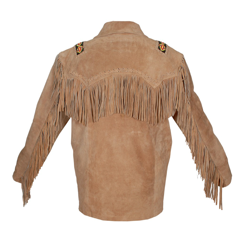 Western Brown Suede Leather Fringe Beaded Jacket Cowboy Jacket LWJ2050