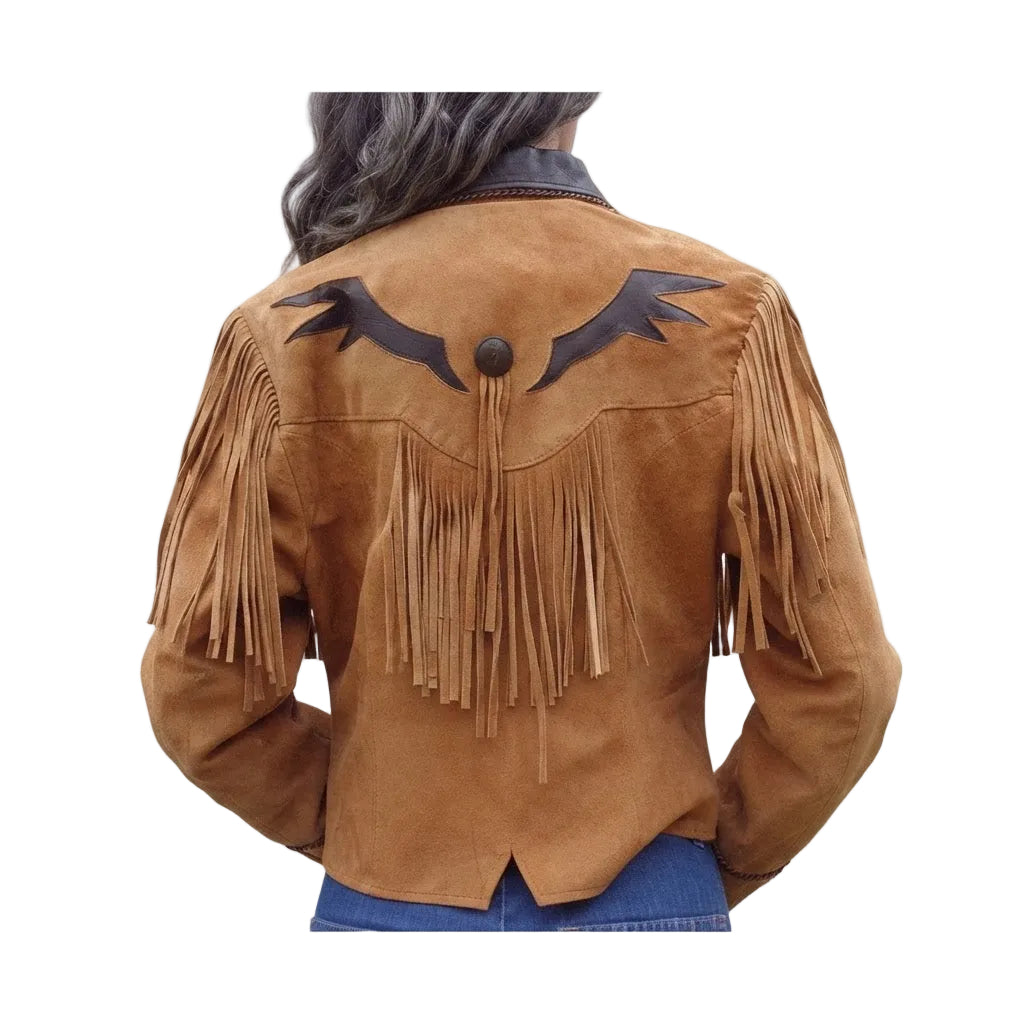 TAN SUEDE LEATHER JACKET ON WHITE BACKGROUND