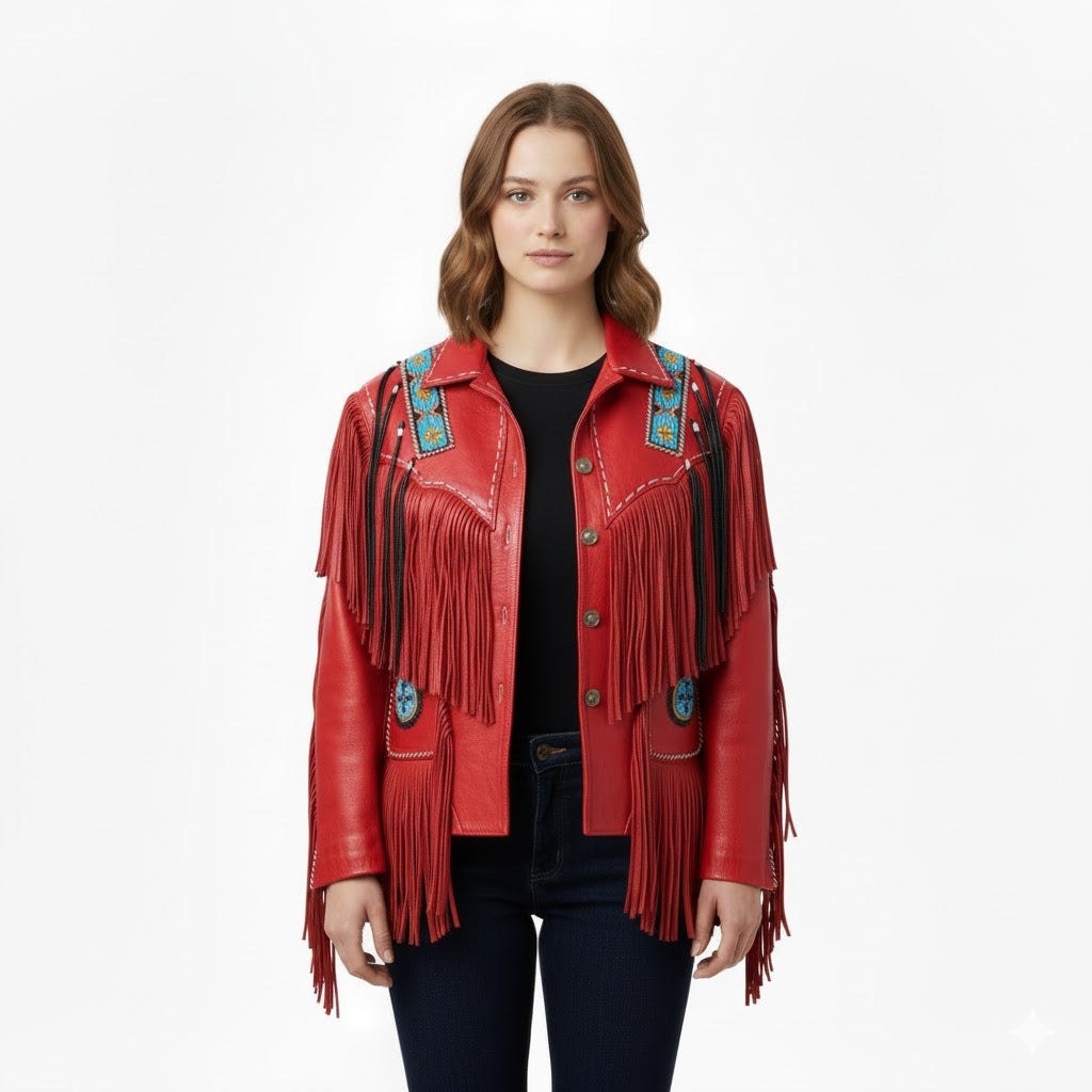 red leather jacket for women