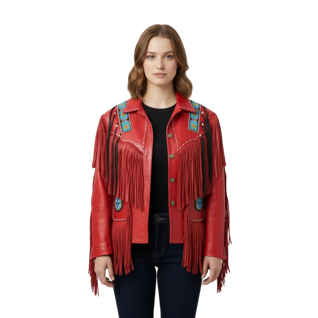 red leather jacket for women