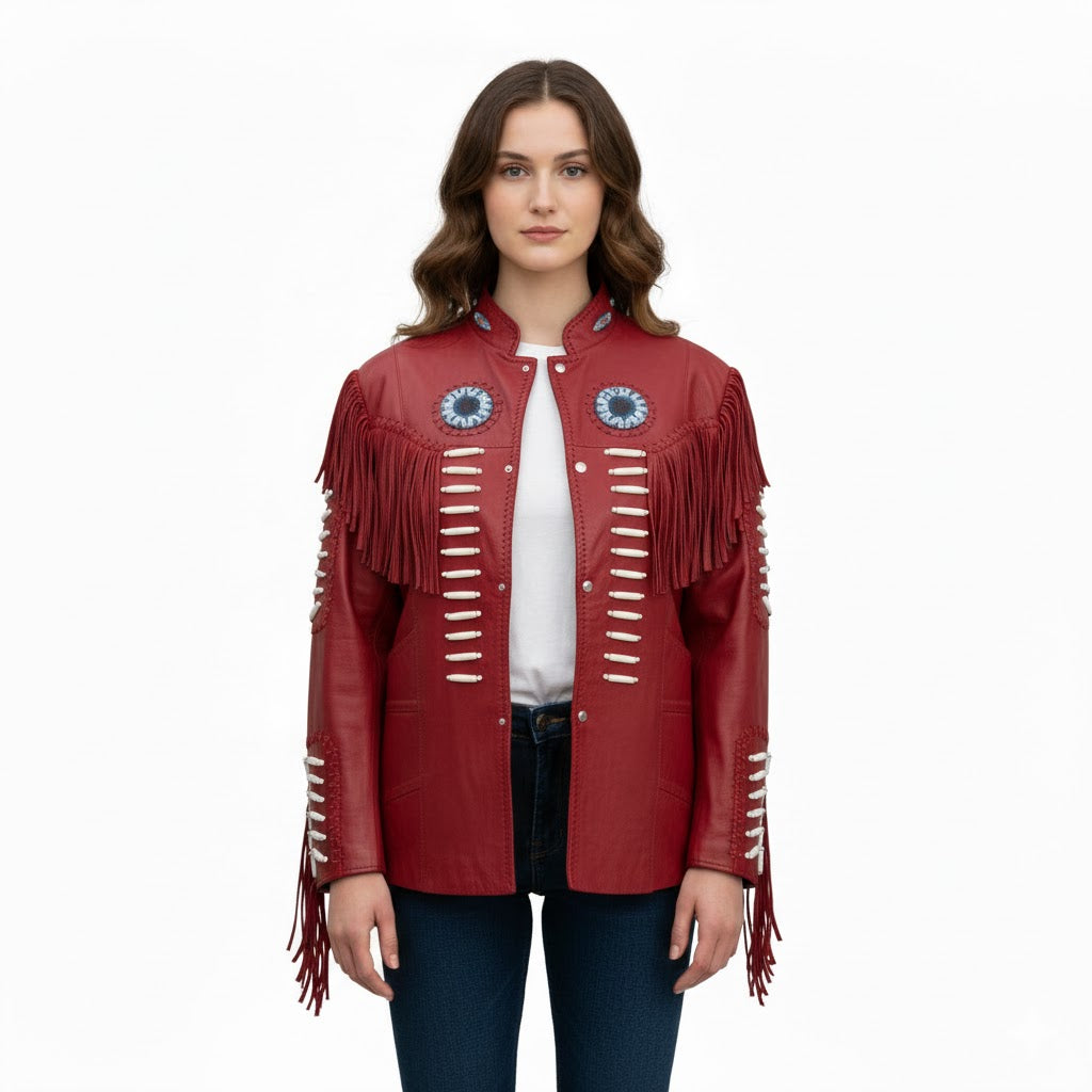 red leather jacket for women