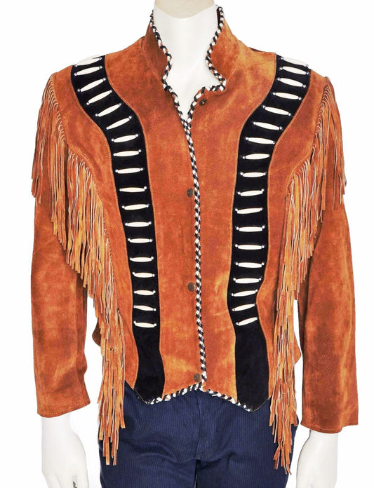 Women’s Western Fringe Leather Brown Jacket WFJ105