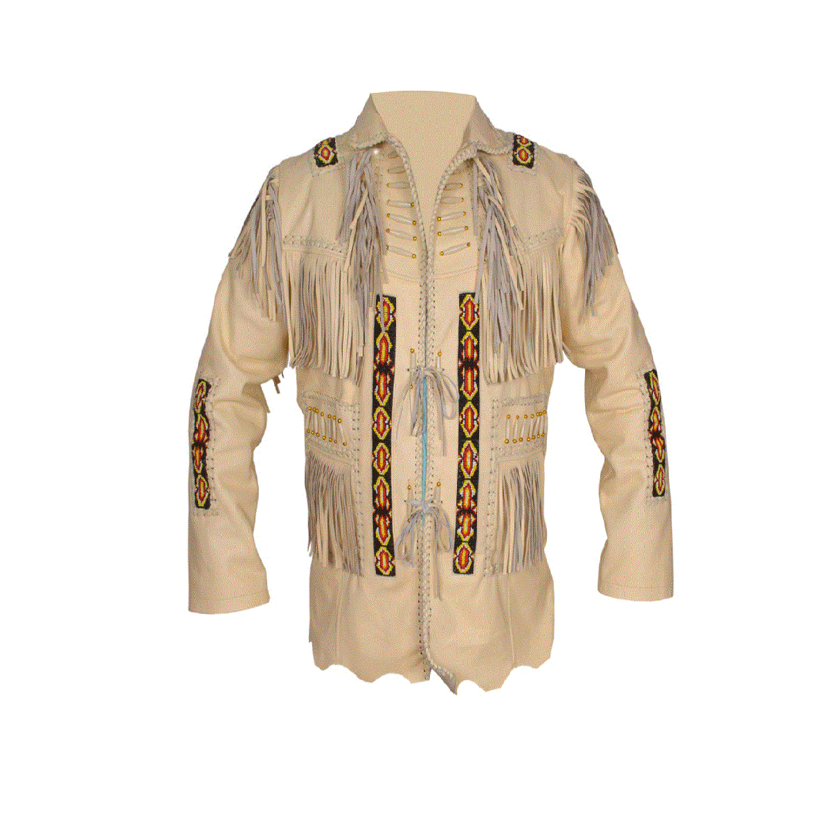 Women’s Western Beige Fringe Leather Jacket WJ715
