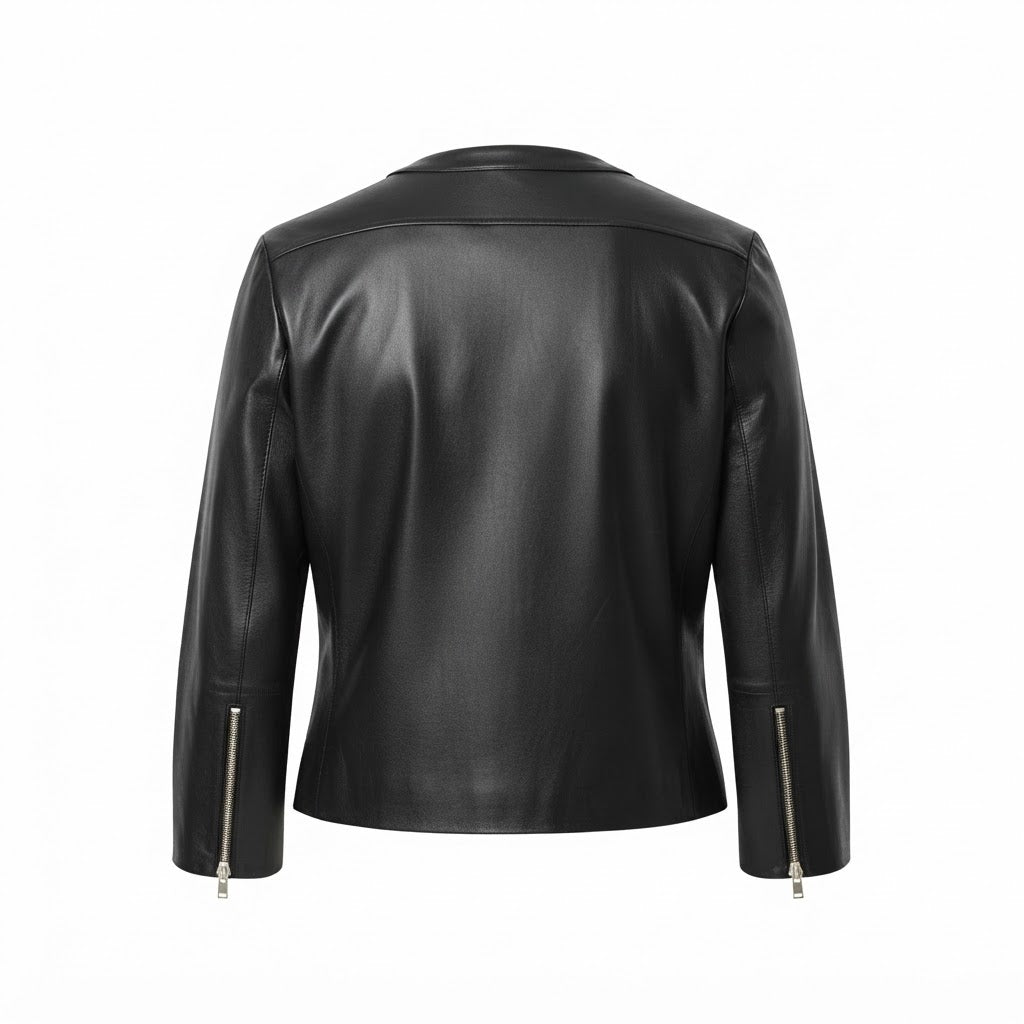 Western Fringe Black Leather Jacket for Women – Authentic Cowgirl Style WBK317