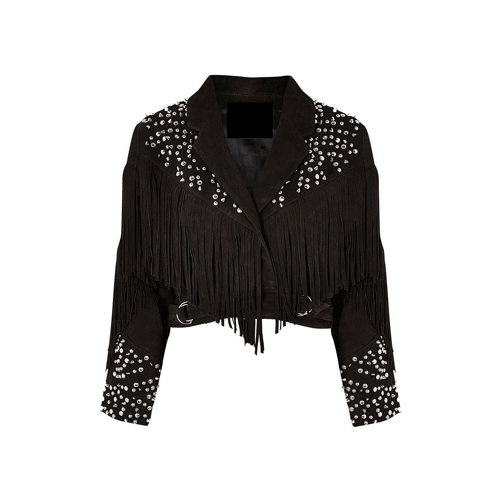 Western Fringe Pink Suede Jacket for Women – Authentic Cowgirl Style WBK852
