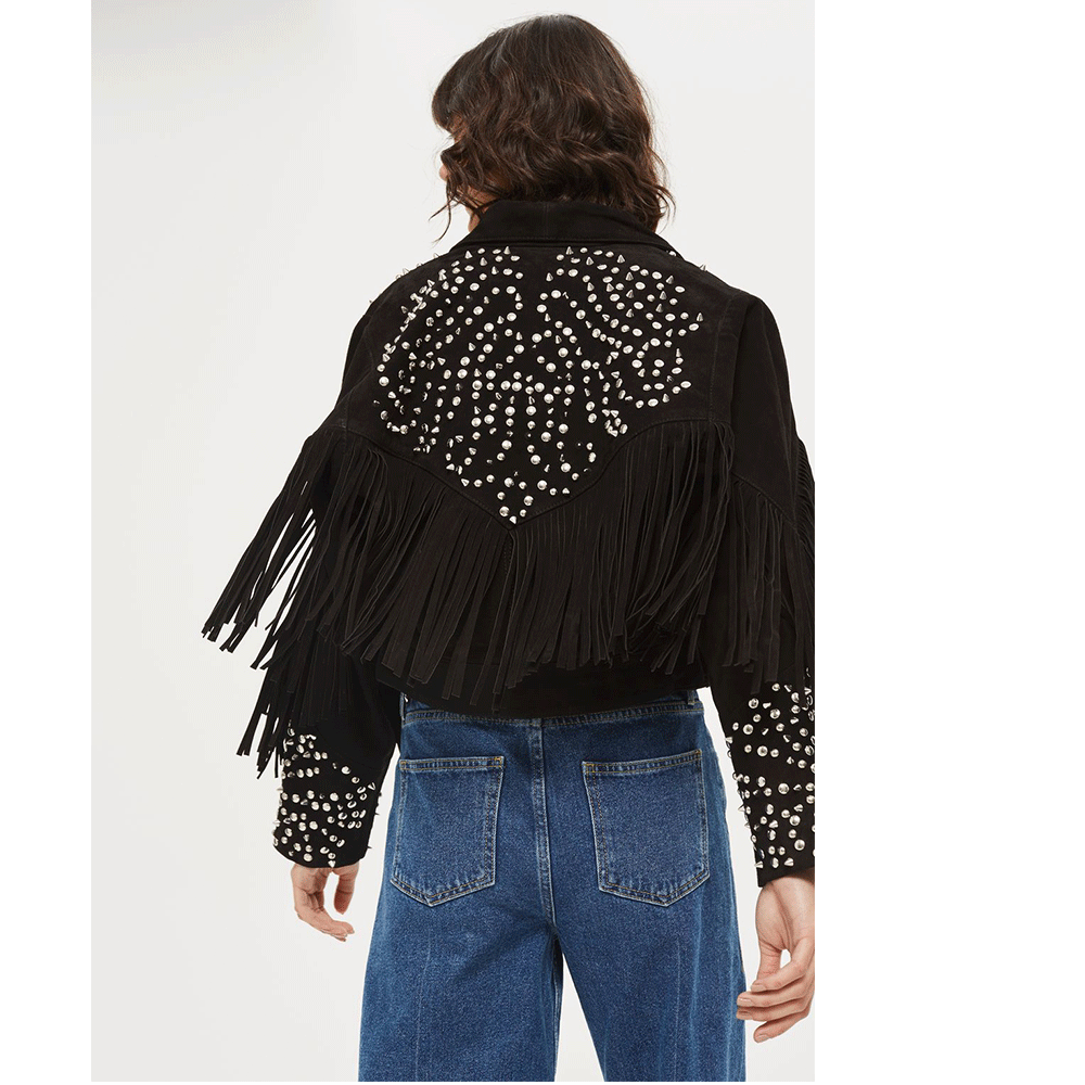 Western Fringe Pink Suede Jacket for Women – Authentic Cowgirl Style WBK852