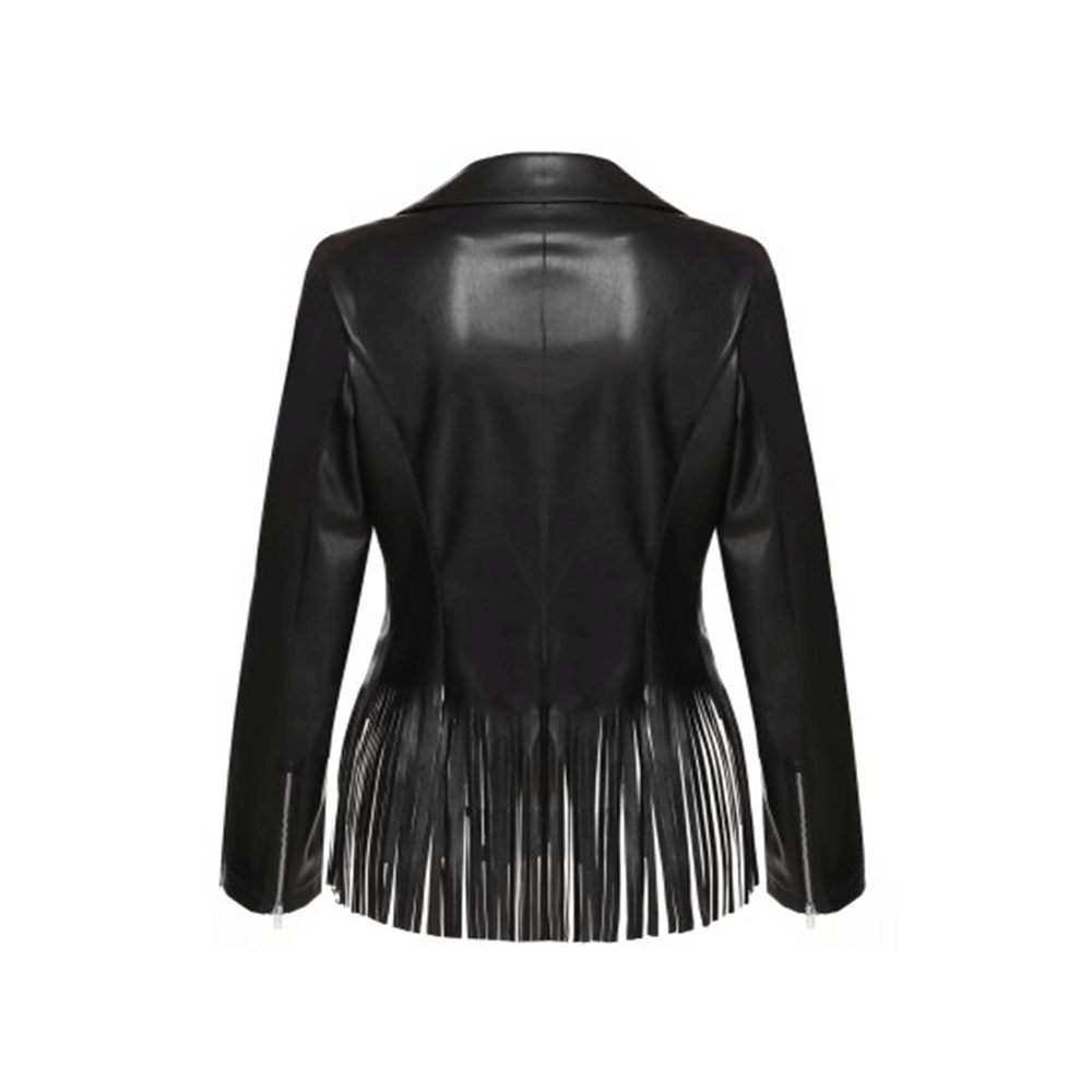 Women’s Black Leather Fringe Jacket Cowgirl Jacket WFJ9002