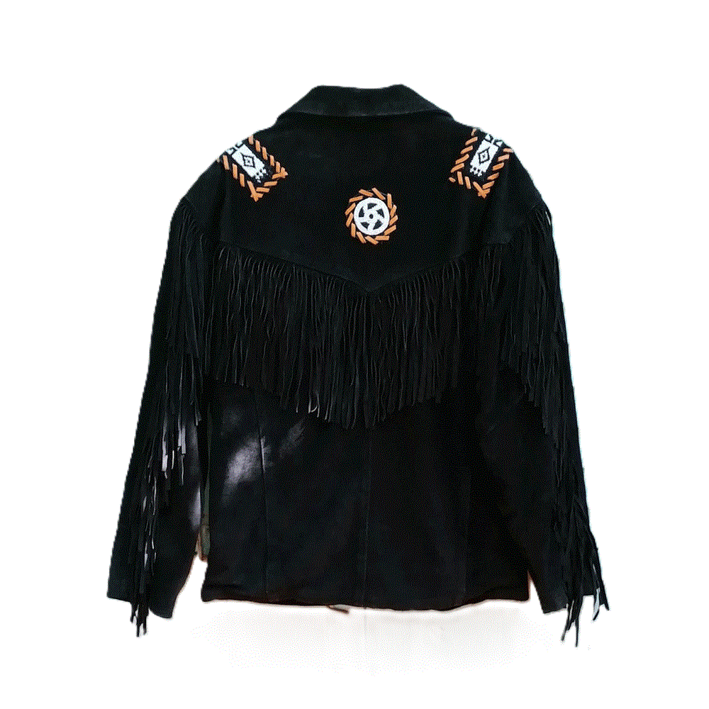 Western Black Suede Leather Jacket for Women – Authentic Cowgirl Fringe Style WBK303