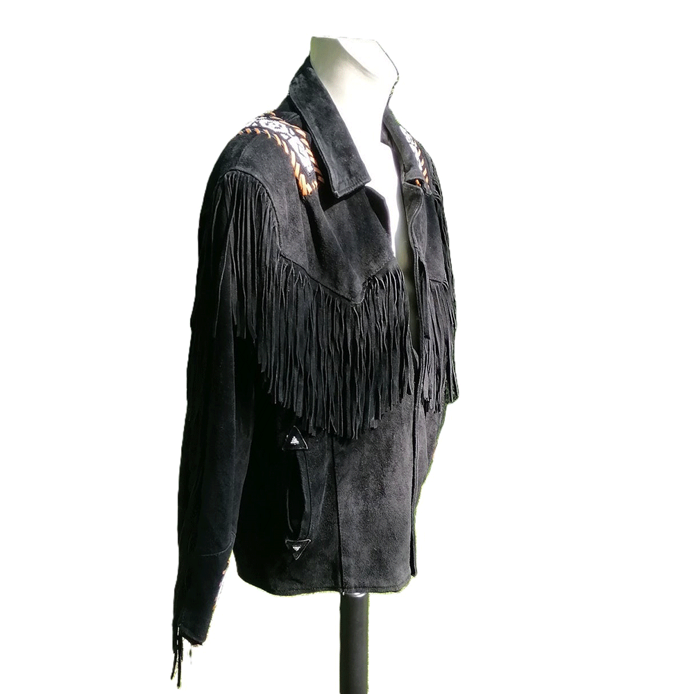 Western Black Suede Leather Jacket for Women – Authentic Cowgirl Fringe Style WBK303