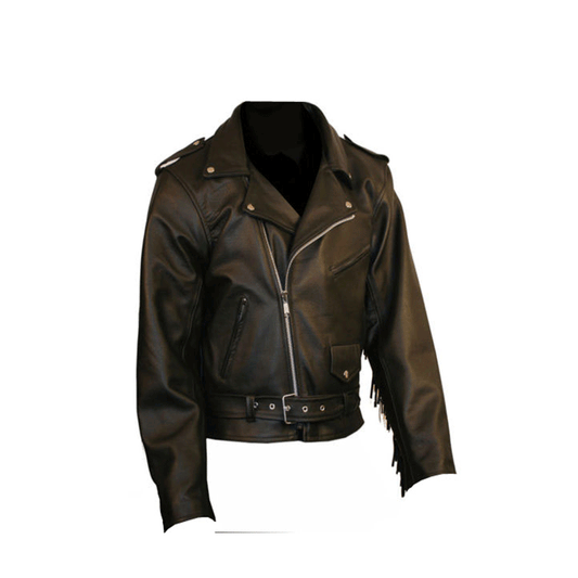 Western Black Leather Fringe Jacket Cowboy Jacket LWJ3940