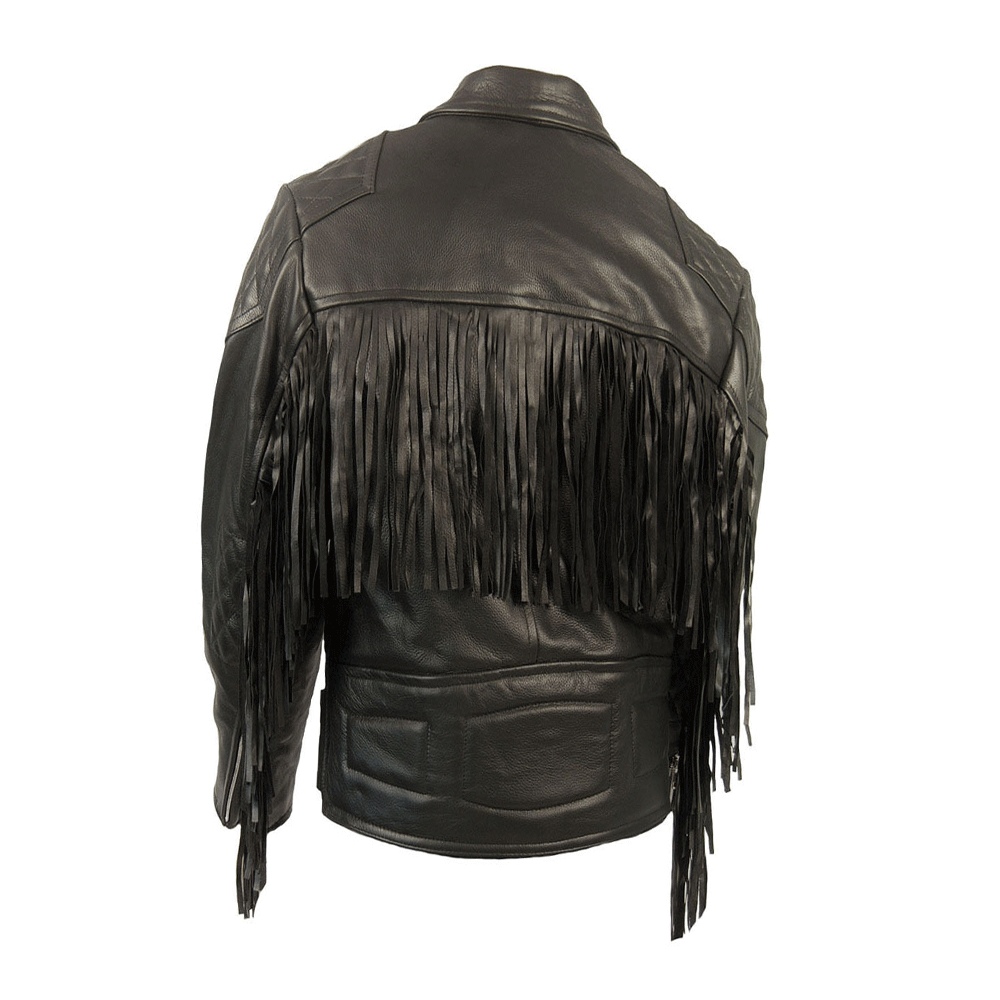 Western Black Leather Fringe Jacket Cowboy Jacket LWJ3890