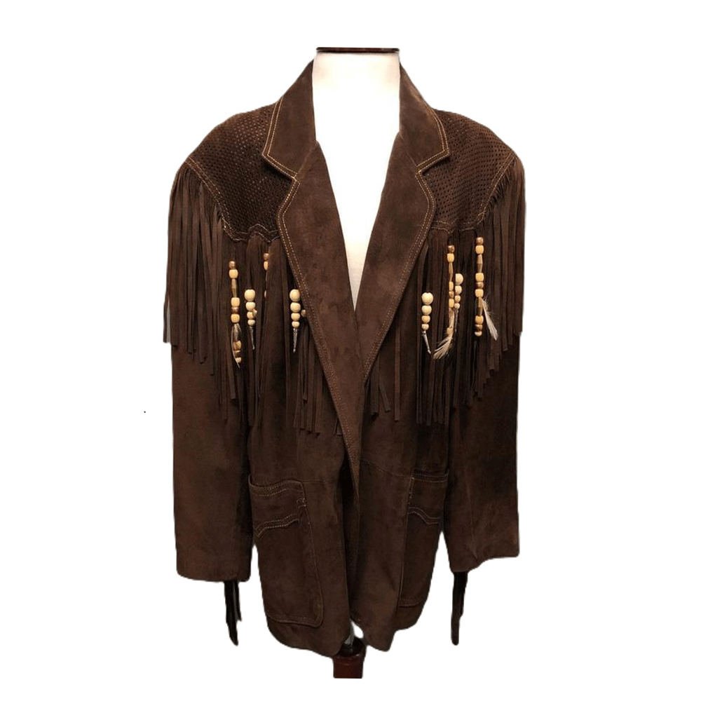 Western Fringe Brown Leather Coat for Women – Authentic Cowgirl Style WBR401