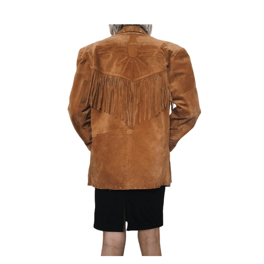 Western Fringe Brown Leather Jacket for Women – Authentic Cowgirl Style WBR402