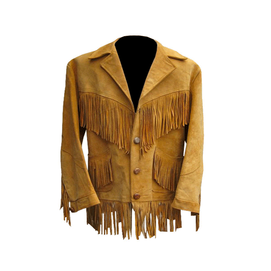 Western Brown Suede Leather Fringe Jacket Cowboy Jacket LWJ3080