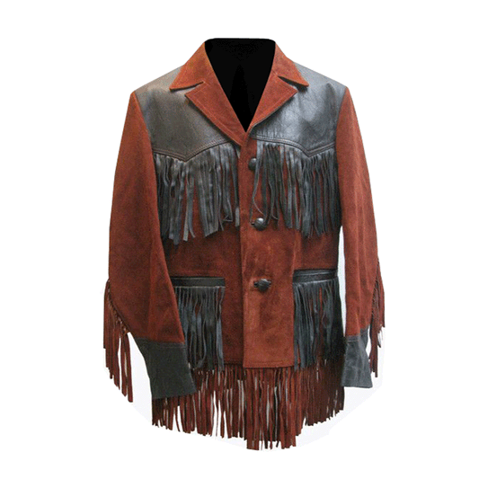 Western Brown Suede Leather Fringe Jacket Cowboy Jacket LWJ2200