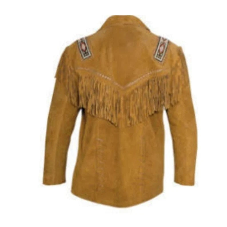Western Brown Suede Leather Fringe Jacket Cowboy Jacket LWJ1260