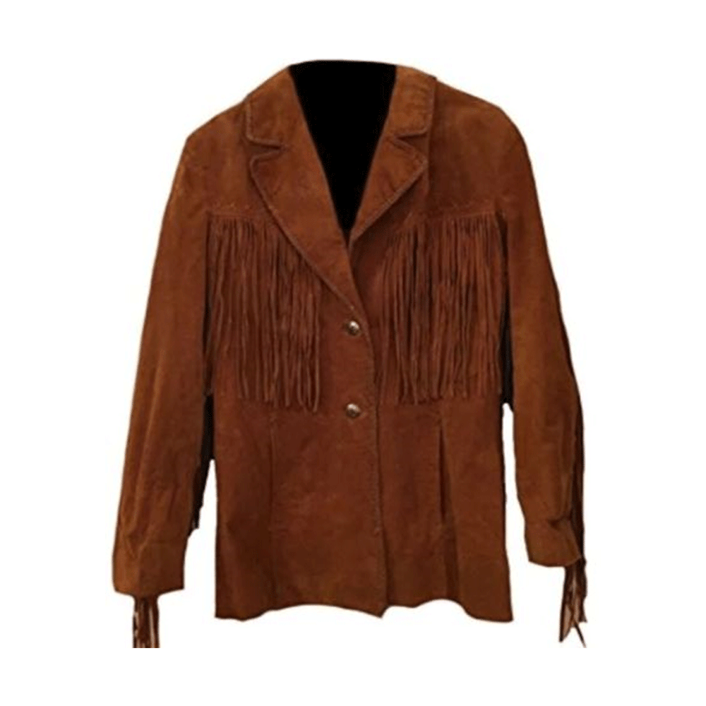 Western Brown Suede Leather Fringe Jacket Cowboy Jacket LWJ3190