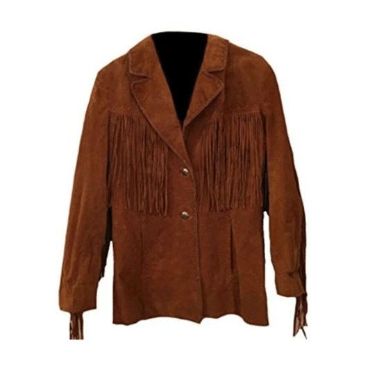 Western Brown Suede Leather Fringe Jacket Cowboy Jacket LWJ3190