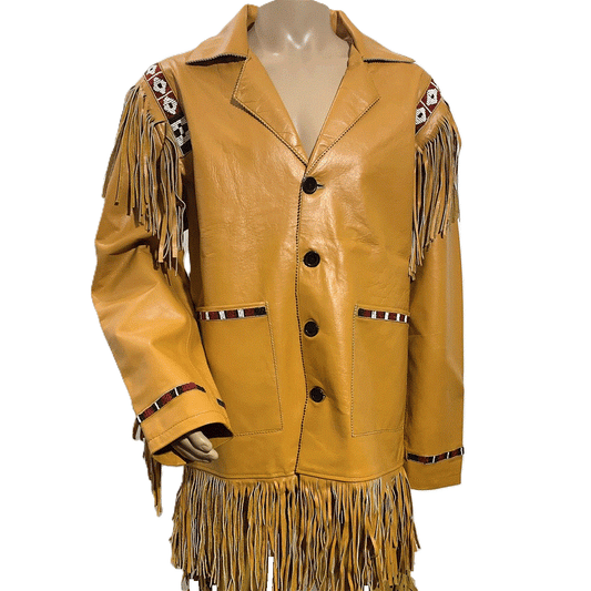 Western Brown Leather Fringe Jacket Cowboy Jacket LWJ1020