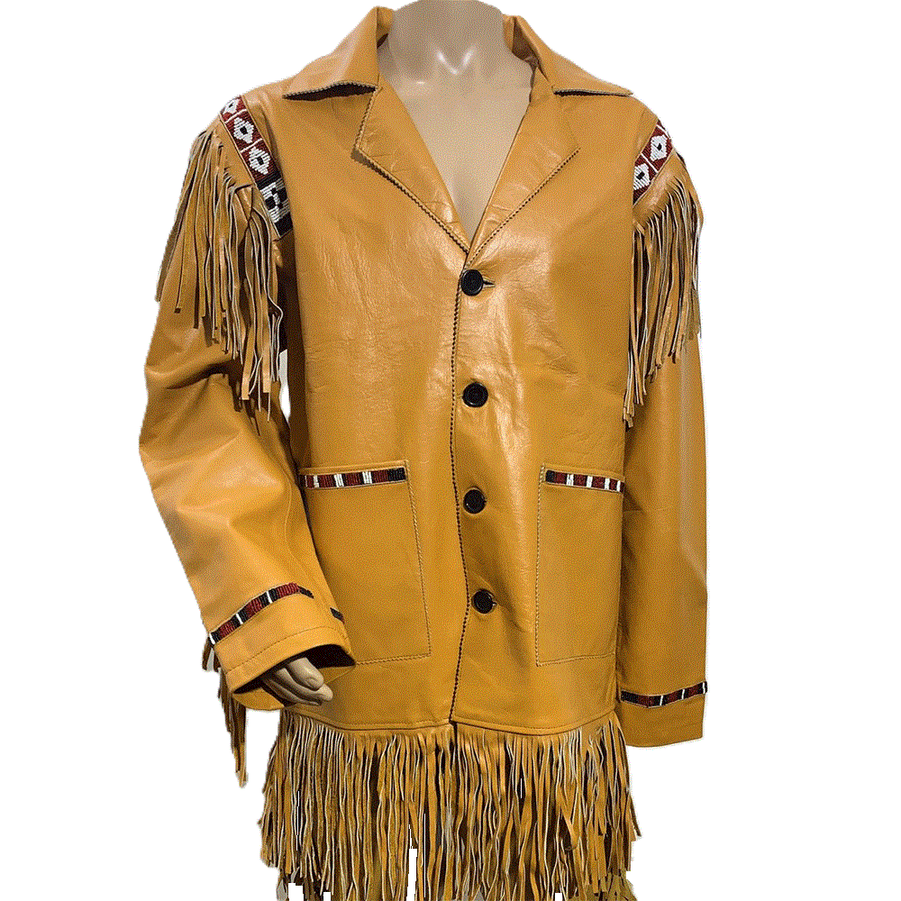 Western Brown Leather Fringe Jacket Cowboy Jacket LWJ1020