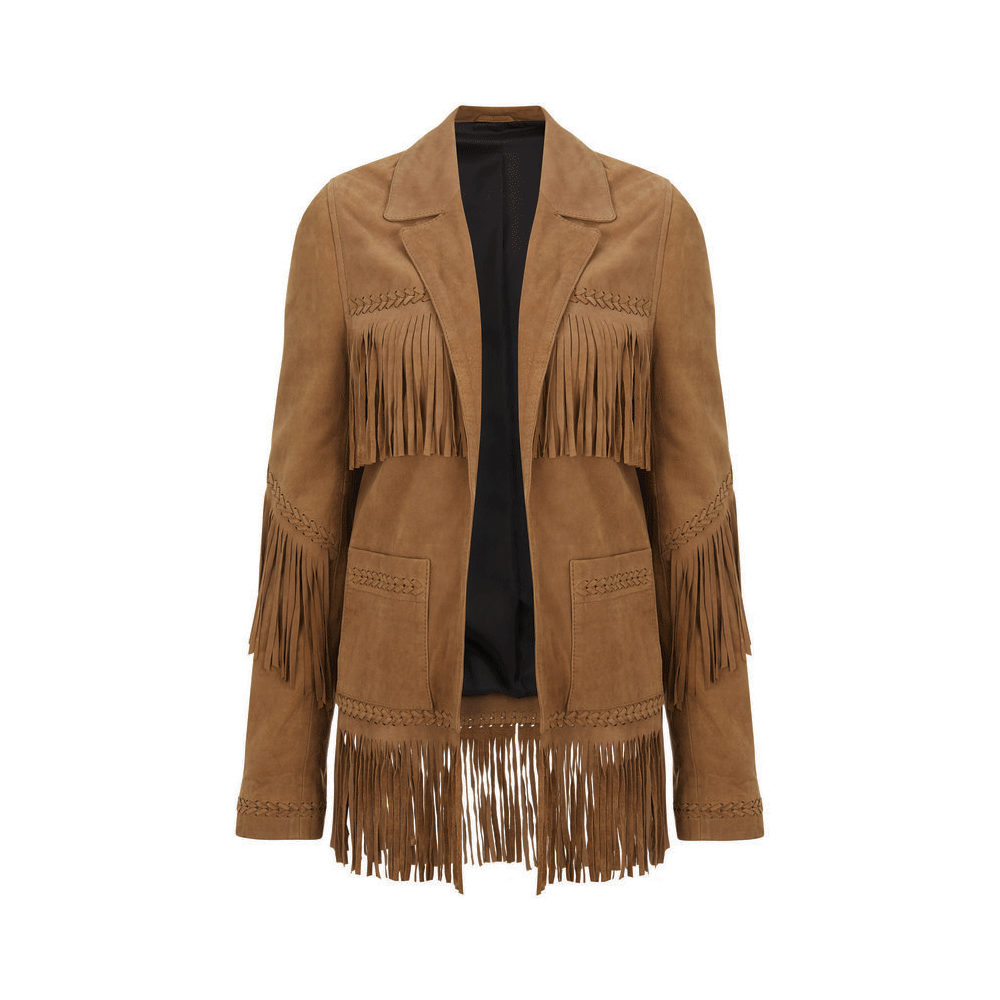 Western Brown Suede Leather Fringe Jacket Cowboy Jacket LWJ2190