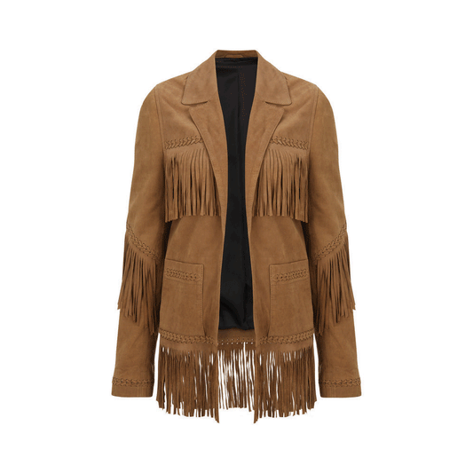 Western Brown Suede Leather Fringe Jacket Cowboy Jacket LWJ2190