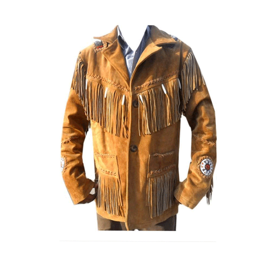 Western Brown Leather Fringe Jacket Cowboy Jacket LWJ1220