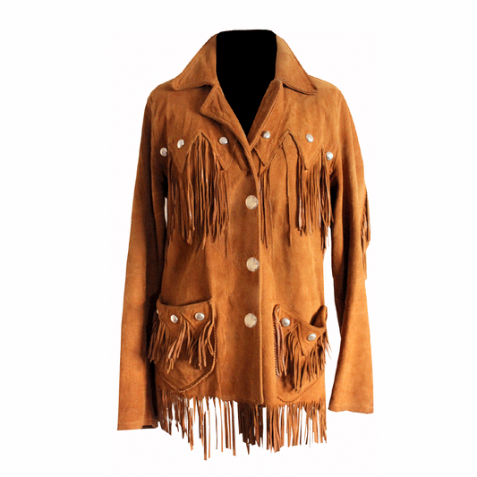 Western Brown Suede Leather Fringe Jacket Cowboy Jacket LWJ3110