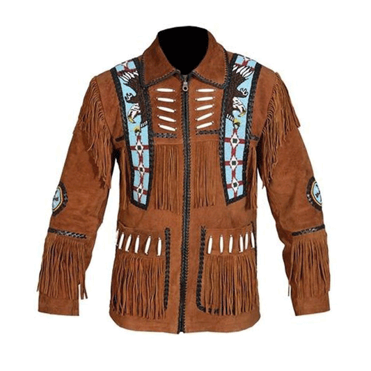 Western Brown Suede Leather Fringe Jacket Cowboy Jacket LWJ1230