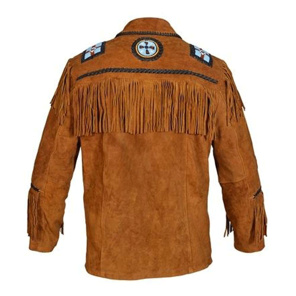 Western Brown Suede Leather Fringe Jacket Cowboy Jacket LWJ1230