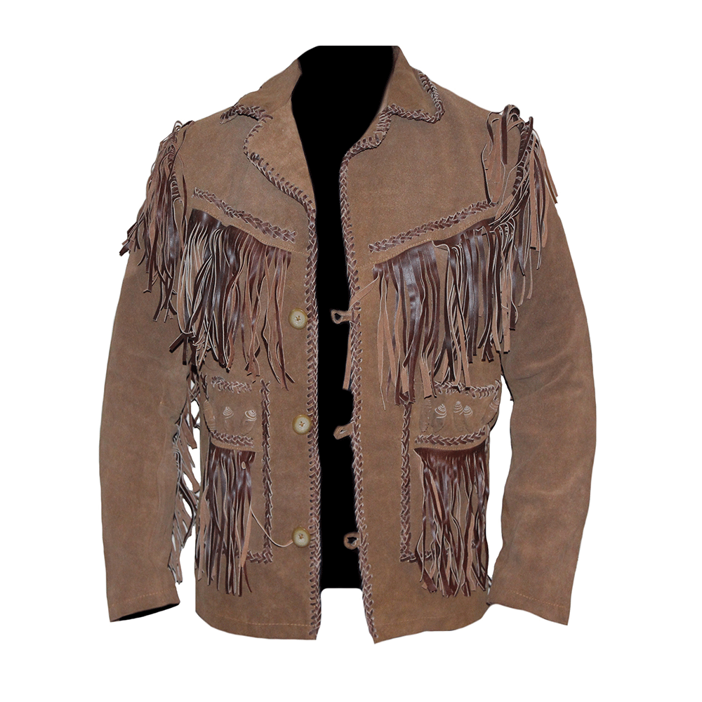 Western Brown Suede Leather Fringe Jacket Cowboy Jacket LWJ3140