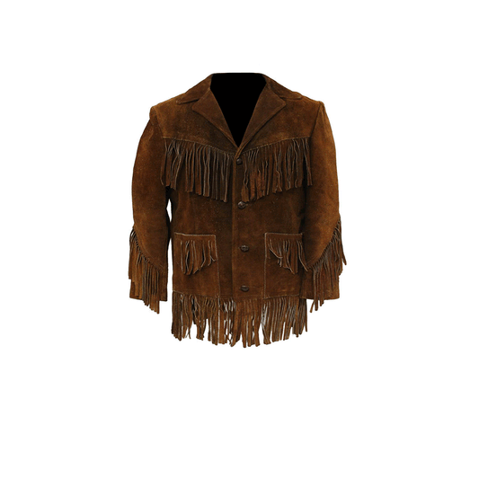 Western Brown Suede Leather Fringe Jacket Cowboy Jacket LWJ3210
