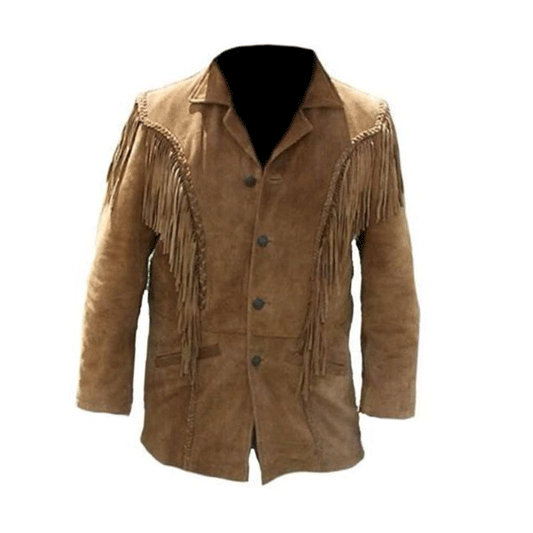 Western Brown Suede Leather Fringe Jacket Cowboy Jacket LWJ3220